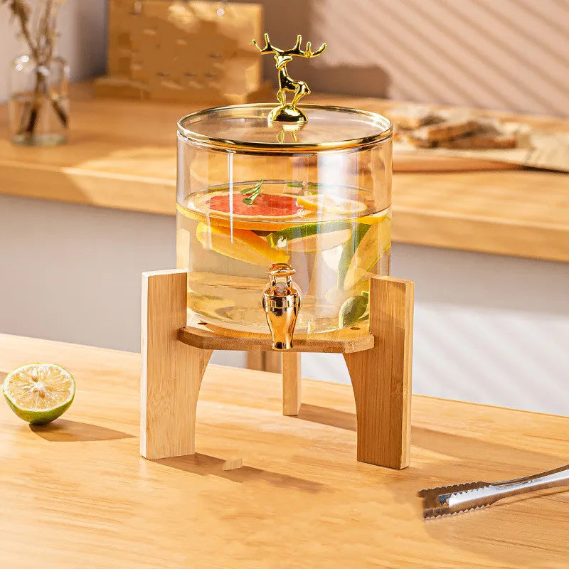 Distributeur de Boissons en Verre Borosilicate avec Support & Couvercle 🏺