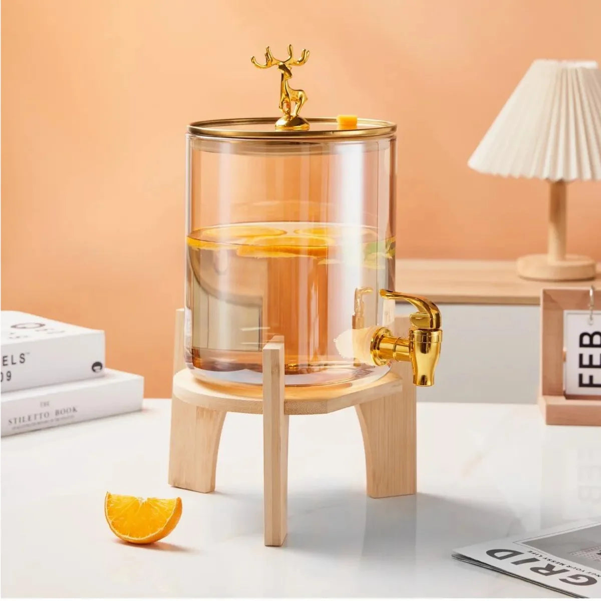 Distributeur de Boissons en Verre Borosilicate avec Support & Couvercle 🏺