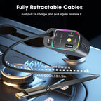 Chargeur Voiture Rétractable 4-en-1 66W.
