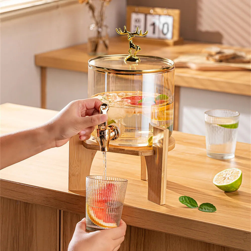 Distributeur de Boissons en Verre Borosilicate avec Support & Couvercle 🏺