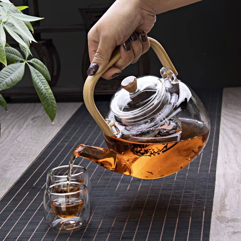 Théière en Verre Borosilicaté avec Bambou  🔥