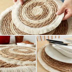 Napperons ronds en rotin – Tissés à la main 🧺 | Lot de 6 pièces ✨