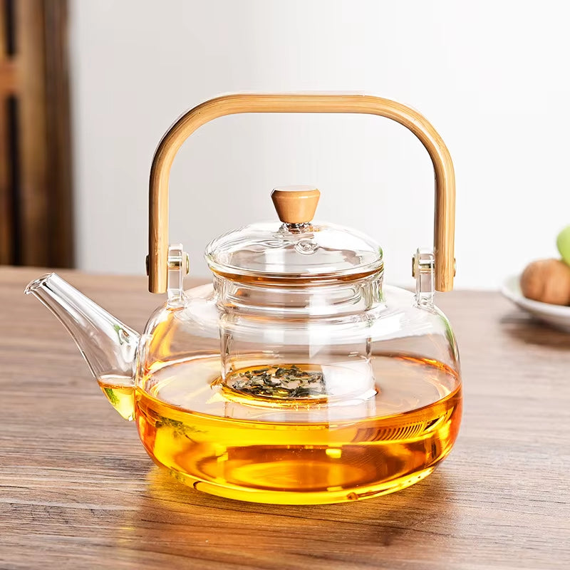 Théière en Verre Borosilicaté avec Bambou  🔥