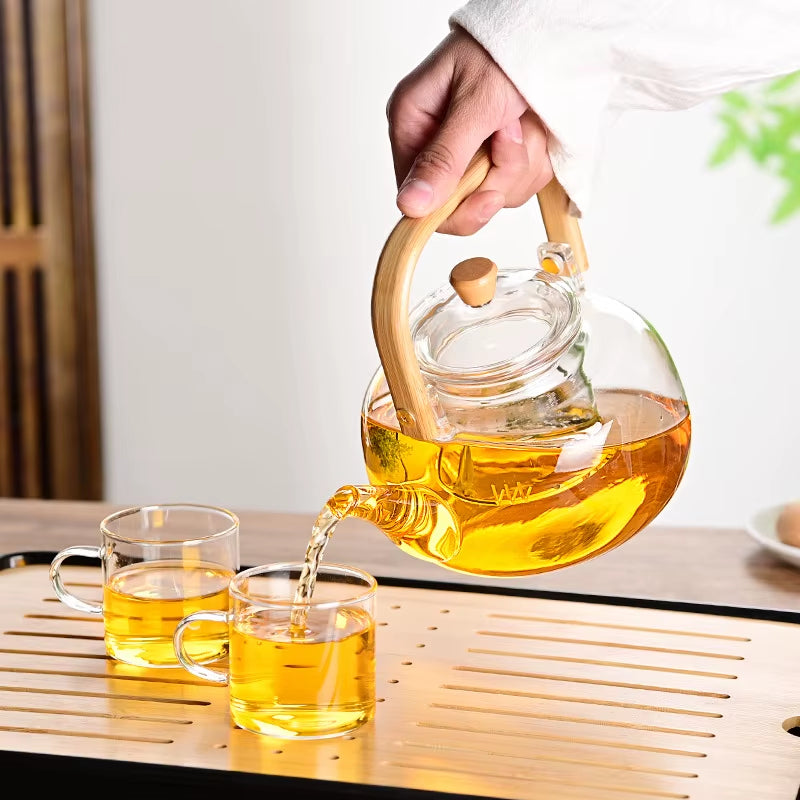 Théière en Verre Borosilicaté avec Bambou  🔥
