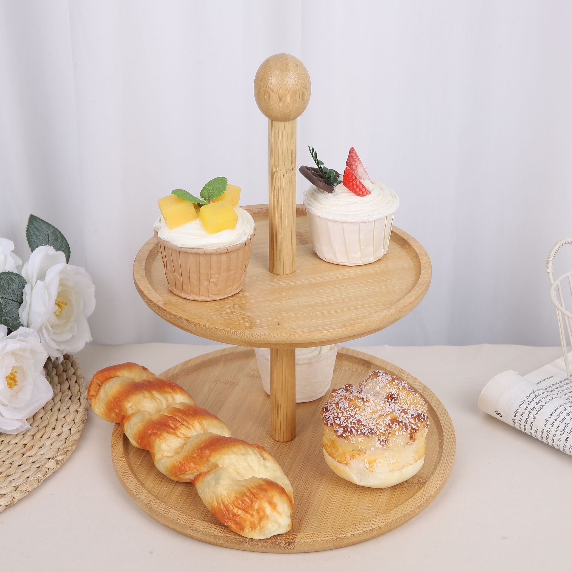 présentoir à gâteau en bambou